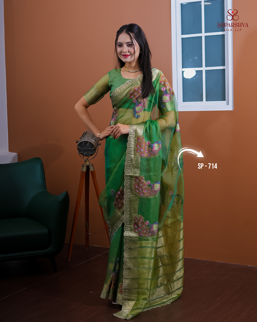 Green Banarasi Silk Saree